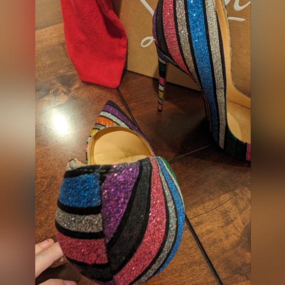 Gorgeous Christian Louboutin So Kate Stripey Glitter Multi Sz 38.5/ 8 - Picture 7 of 16